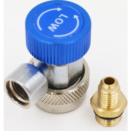 2pcs Car Adjustable R134A Adapter Fittings Quick Coupler High Low AC Freon Manifold Gauge Hose Conversion Kit, 1/4" HVAC