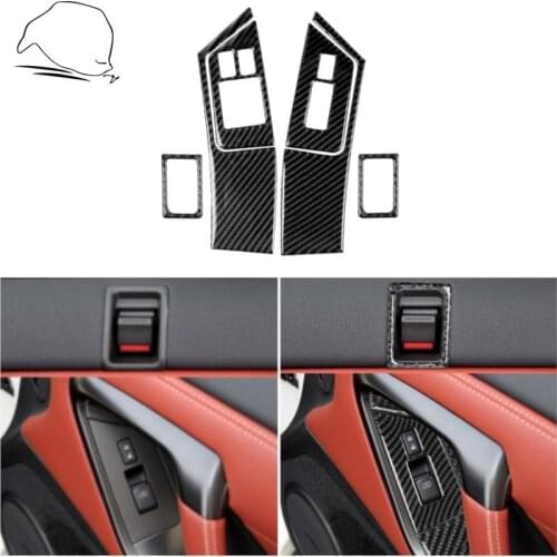 For Nissan GTR R35 2008-2016 Carbon Fiber Door panel Door Lock Switch Button Frame Sticker Cover Trim Set Interior Car Styling
