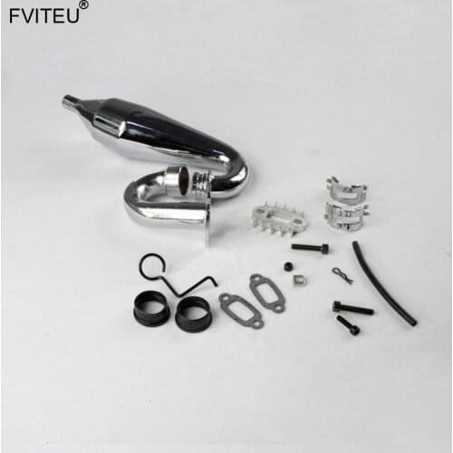 FVITEU Chrome Metal Tune Pipe Exhaust Fits 1/5 Scale HPI Baja 5B SS 5T 2.0 SC Rovan