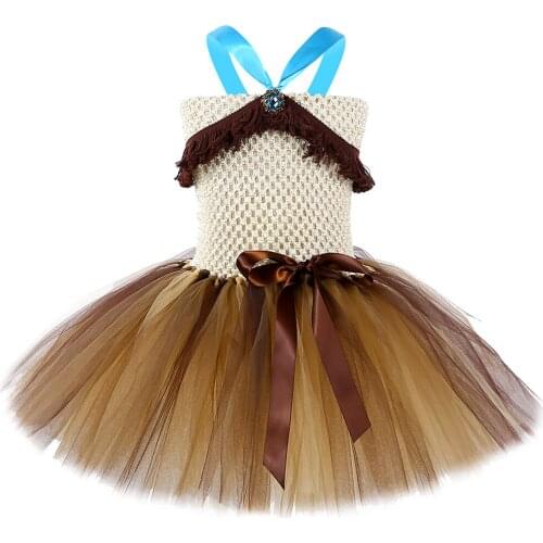 Indian Princess Pocahontas Girls Tutu Dress Children Girls Fancy Birthday Party Dress Kids Carnival Halloween Native Costume