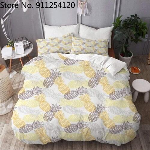 Pineapples Duvet Cover Sets 2/3pcs Fruilt Bedding Sets Quilt Cover Single Double Queen King Bed Cover Girl Adult Bedroom Decor