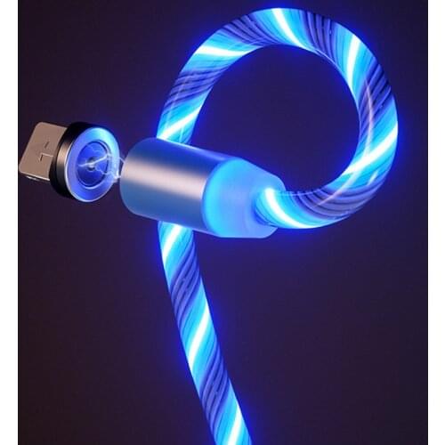 LED Magnetic USB charging Cable for Type C Micro iPhone Flow Luminous Lighting Data Wire for iphone Samaung Huawei Micro Kable