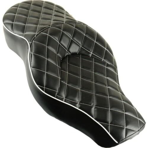 Motorcycle Leather Black Bobber Driver&Passenger 2-UP Seat Diamond For Harley Sportster XL 883 1200 Custom 2004-2016