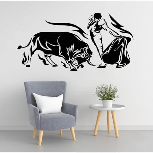Matador Wall Stickers Animal Bull Spanish Corrida Waterproof Mural For Living Room Men Bedroom Removable Decal M0044