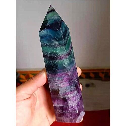 Natural quartz crystal energy colorful fluorite reiki square tablet magic wand home decoration healing