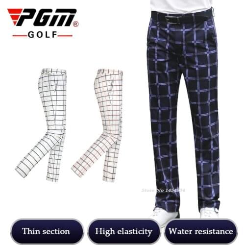 PGM Golf Mens Clothing Plaid Trousers Waterproof Sports Wear Pants Stretch Comfortable Breathable Male Ball Pants Pants Summer