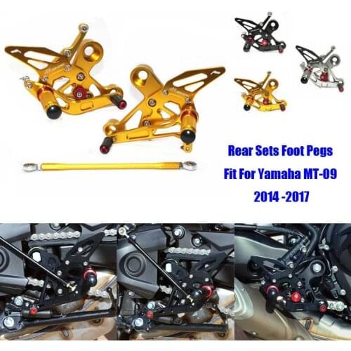 Fit For Yamaha FZ-09 MT-09 2014-2017 15 16 CNC Adjustable Footrest Foot Peg Pedal Mount Bracket Sets Footpeg Rider Rear Rearset