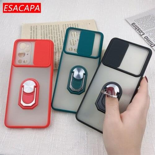 Transparent Slide Lens Protection Phone Case For Oneplus 9 Pro Ring Stand Holder Anti-Shock Cover For One plus LE2121 LE2125