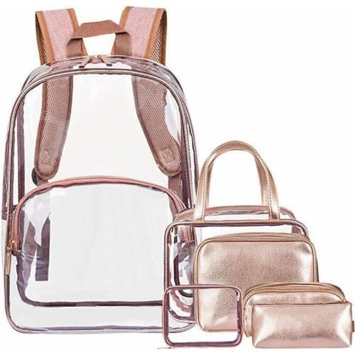 Promotion item Popular PVC transparent womens bag fashion girls backpack 6-Piece simple Backpack