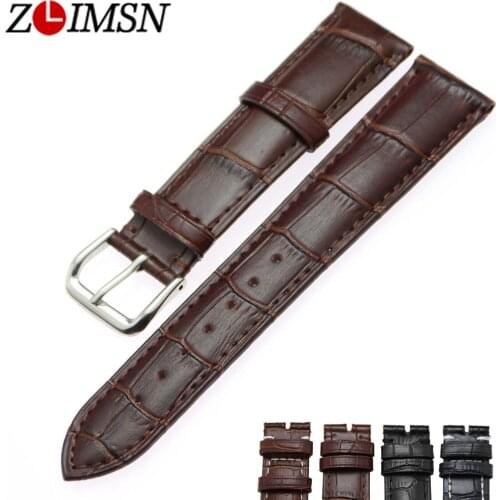 ZLIMSN Gold Color Buckle Genuine Leather Watch Band Black Brown 18 19 20 22 23 24 26mm Watchband Watches Accessories for Tissot