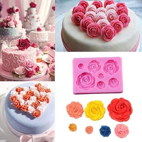 Rose Flower Silicone Molds Candy Polymer Clay Mold Chocolate Party Baking Wedding Cupcake Topper Fondant Cake Decorating Tools