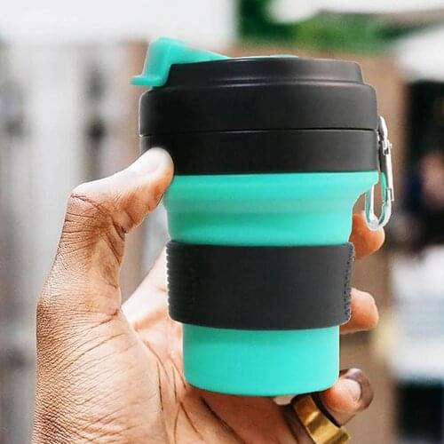 Folding Silicone Cup Collapsibl Coffee Cup Portable Travel Cup Foldable Mug Leak Proof Water Bottle Drinking Ware Mug Outdoor