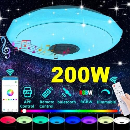 LED Acrylic Ceiling Light RGB bluetooth Music Speaker Dimmable Ceiling Mount Hanging Lamp Home Lighting Remote Control
