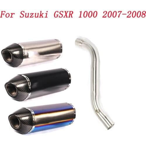 Slip On Motorcycle Exhaust Mid Link Pipe And 51mm Muffler Stainless Steel Exhaust System For Suzuki GSXR1000 2007 2008