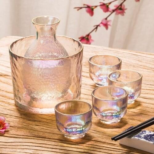 Japanese hammer grain sake pot small wine set creative hand painted gold dazzling hammer eye grain sake pot Spring Festival gift