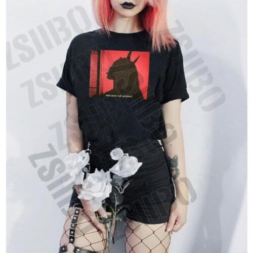 Women Demon Print T Shirt Vintage Harajuku Tshirt Girl 90s Graphic T-Shirt Vogue Tops Casual woman tshirts top of summer