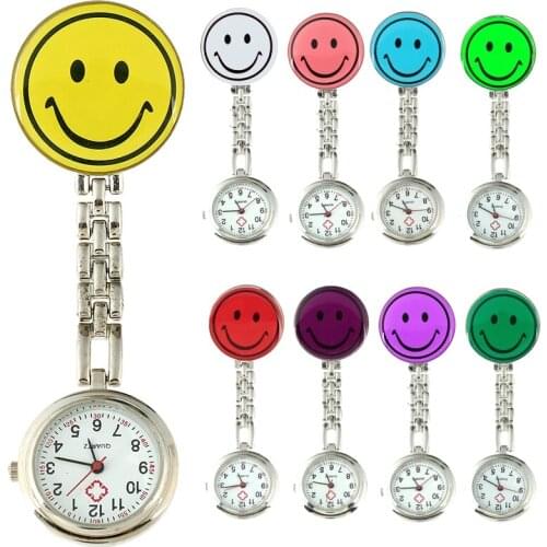 Top metal nurse watch smiling face charm brooch women medical military analog quartz dial