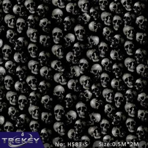 0.5Mx2M, Skull Pattern Water Transfer Printing Film HS83-S, Hydrographi Skull Vinyl Wrap, Motorcycle Parts Supplier