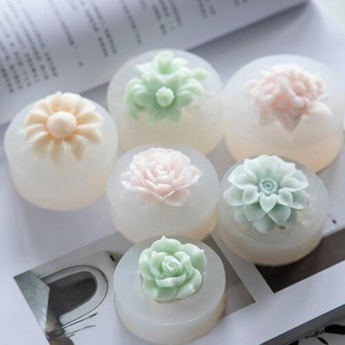 1pc Flower Shape DIY Handmade Soap Rose Flower Silicone Mold Aromatherapy Candle Mold Candy Chocolate Mold Cake Decorating Tool