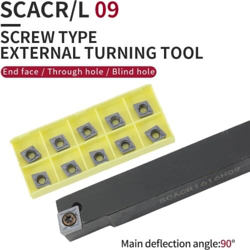 1pc SCACR1010K09 SCACR1212H09 SCACR1616H09 External Turning Tool Holder CCMT Carbide Inserts Lathe CNC Cutting Tools Set