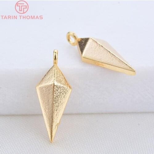 10PCS 7x17MMMM 24K Gold Color Plated Brass Rhombus Charms Pendants High Quality Diy Jewelry Findings Accessories