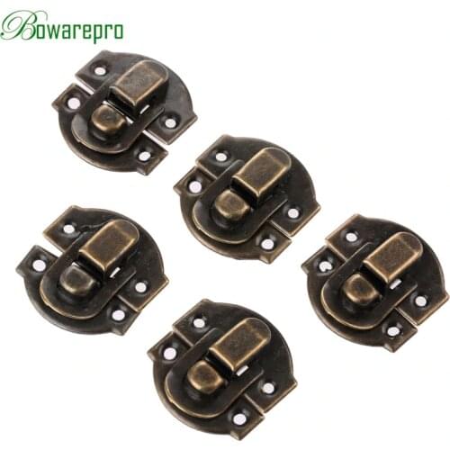 Bowarepro 10Pcs Antique Hasps Iron Lock Catch Latches for Jewelry Chest Box Suitcase Buckle Clip Clasp Vintage Hardware 27*29mm