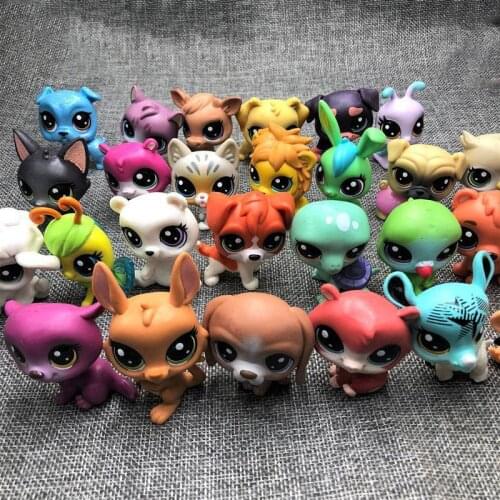 10pcs Mini Small Pet Shop Toys Cute Stands Cat Dog Old Rare Original Figure Animal Collection Kid Gift Lion Rabbit Monkey Deer