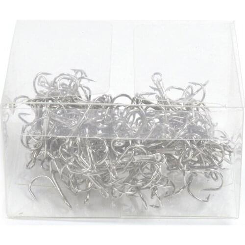 100pcs 8# Fishing Hook High Carbon Steel Treble Hooks Fishing Tackle Silver