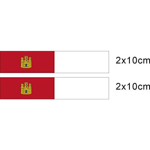 Lot 2 printed vinyl stickers for car, wall, door, fridge, folder, etc. castilla la mancha flag