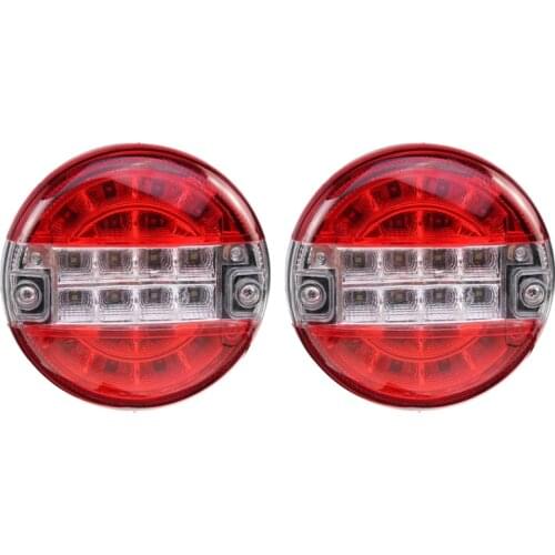2Pcs 12V 24V 4 Inch LED Car Truck Rear Tail Light Signal Light Indicator for Trailer Truck Bus Boat Caravan Van Lorry