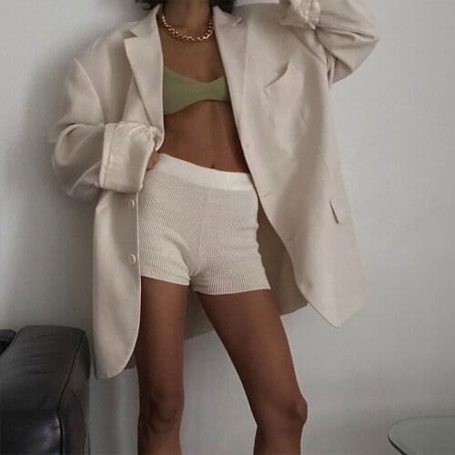 2021 New Women Solid Bodycon Shorts Slim Sexy Women Summer Slim Black White Kintted Shorts