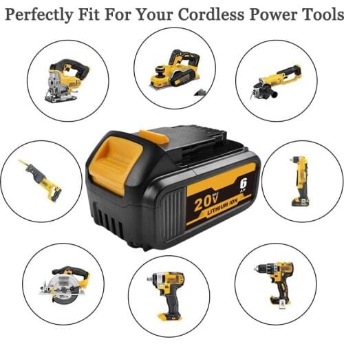 20V 6000mAh Lithium Replacement Batteries for Dewalt Cordless Drill Power Tools Rechargeable Battery DCB200 DCB204 DCB206 DCB201