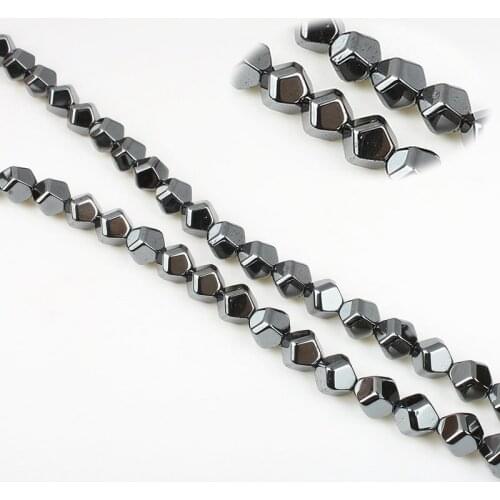 4~6mm Natural Stone Black Hematite Pentahedron Loose Spacer Beads Women Jewelry Making DIY Necklace Bracelet Accessories 15
