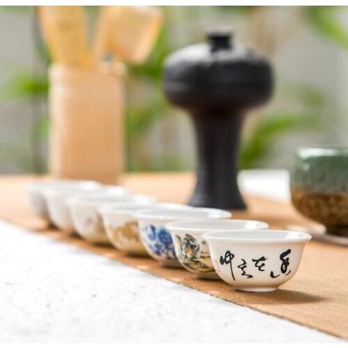 4pcs/set White Porcelain Tea Cup Kungfu Tea Cups Chinese Style Tea Set Office Household Drinking Tool Kitchen Teaware