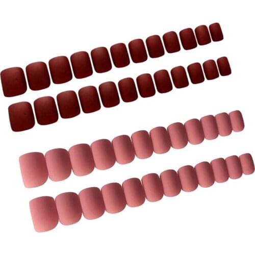 48 Pieces Full Cover Matte Fake Nails Tip Salon Ballerina Square Press-On Tips