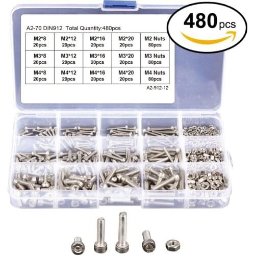 480 M2 M3 M4 304 stainless steel hexagon socket head cap screw nut set with box
