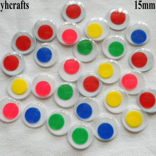 50PCS/LOT.8mm-20mm Round White background colorful wiggle eyeball stickers Handmade crafts material Kids DIY toys Kindergarten