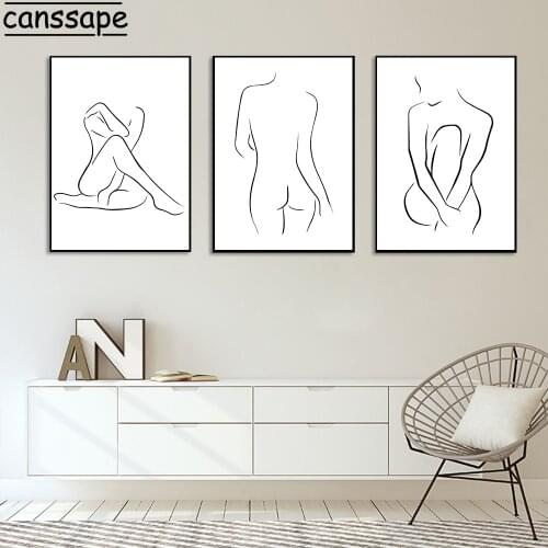 Abstract Canvas Painting Line Naked Woman Wall Art Poster Nordic Posters And Prints Minimalist Wall Pictures Bedroom Decoration