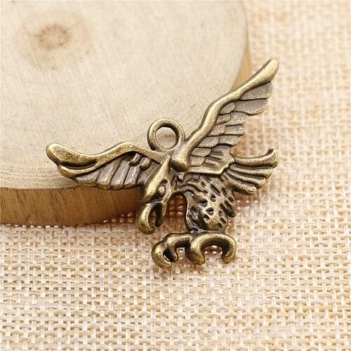 Free shipping 15pcs 43x33mm antique bronze eagle charms diy retro jewelry fit Earring keychain hair card pendant accessories