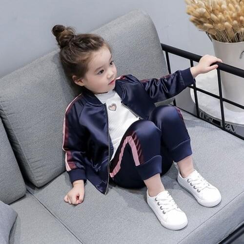 Girls' Baseball Uniform Childrens Autumn New Zipper Jacket Childrens Trousers Sports Girls Sets
