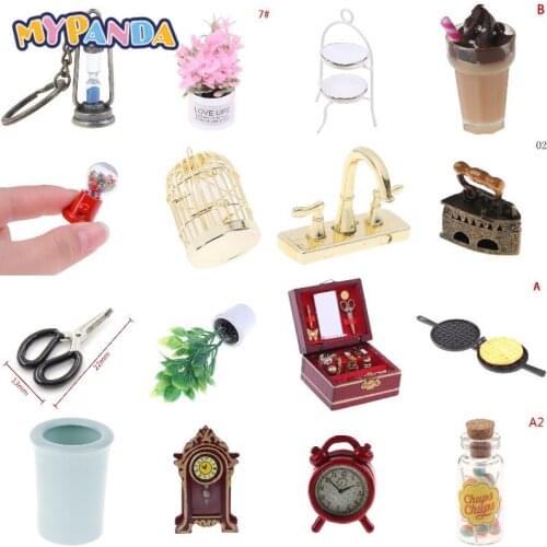 Clocks, Plants, Potted Plants, Scissors, Drinks, Books, Baskets, Birdcage, Dollhouse Furniture DollHouse Decoration Accessories