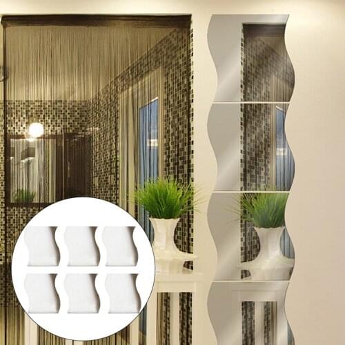 Home 3D Stereo Mirror Wall Stickers Decorative Wave Mirror Acrylic Stickers Home Wall Sticker Dropship
