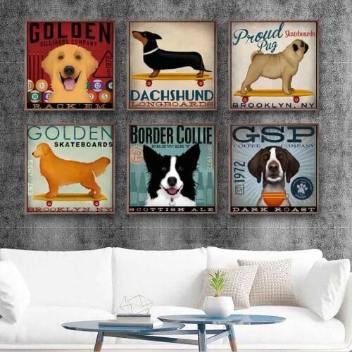 Aesthetic Room Decor Drawings Funny Animals Retro Dog Nightmare Before Christmas Anime Wall Art Canvas Painting Room Decor