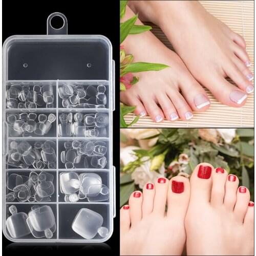 Hot Sales 100Pcs Artificial Acrylic Toe Fake Nails Tips Natural/White/Clear Foot False Nails Manicure Art Decoration Faux Ongles