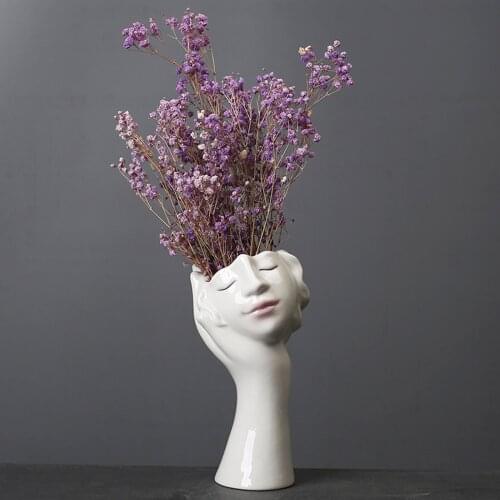 New Home Decors Creative Ceramic Vase For Flowers Abstract Human Face Nordic Decoration Home Desktop Dried Flower Vase