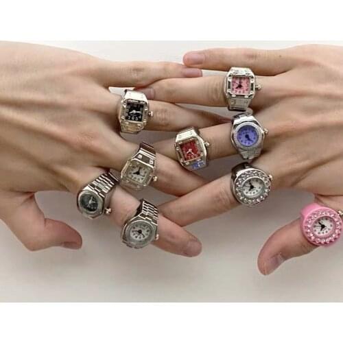 Creative Rings Vintage Elastic Stretchy Quartz Watch Rings for Women Man Punk Hip Hop Cool Creative Rings Couple Fashion Jewelry