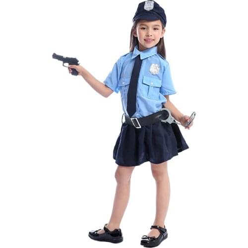 6pcs Cute Baby Girls Tiny Cop Police Officer Playtime Cosplay Uniform Kids Child Profession Halloween Costume C47K104