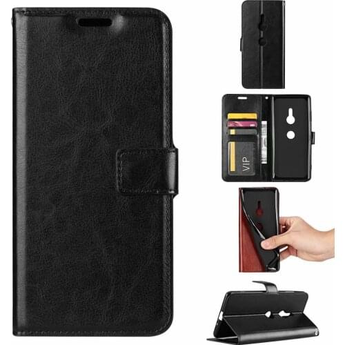100pcs/lot Crazy Horse Wallet Leather Case for Sony XZ3 XA2 Plus