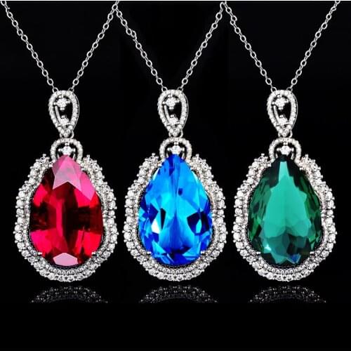 Fashion Water Drop Pendant Necklace Unusual Luxury S925 Jewelry Inlay Oversize Zircon Womens Wedding Party Accessories Chain