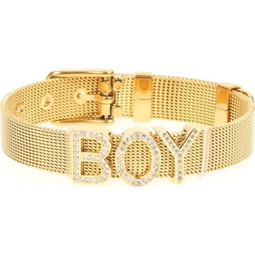 Fashion High Quality Letter Bracelet Stainless Steel Watchband Bracelets For BOY Birthday Gift Wholesale / Drop Shipping